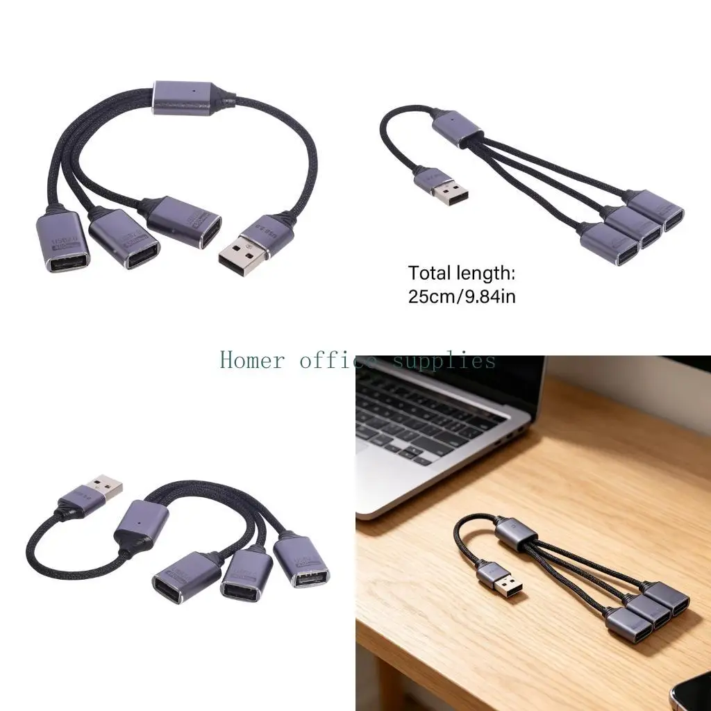 K43B Usb 2 0 3 Port Splitter For Laptop 1 Input 3 Output Extension Cable polyamide 25cm