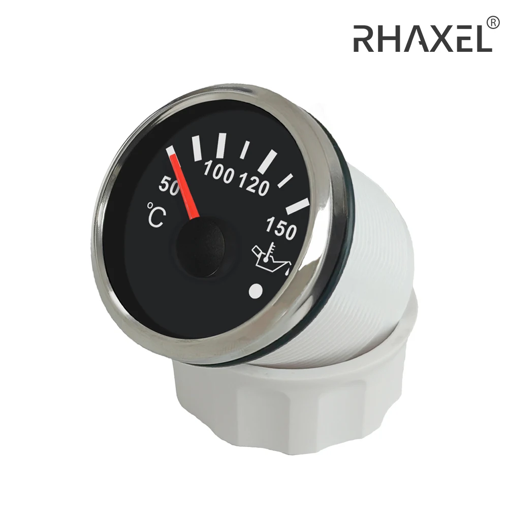 RHAXEL 2'' Waterproof Oil Temperature Temp. Meter 50-150℃ with Red Backlight for Car Boat Truck Vessels ATV with Alarm