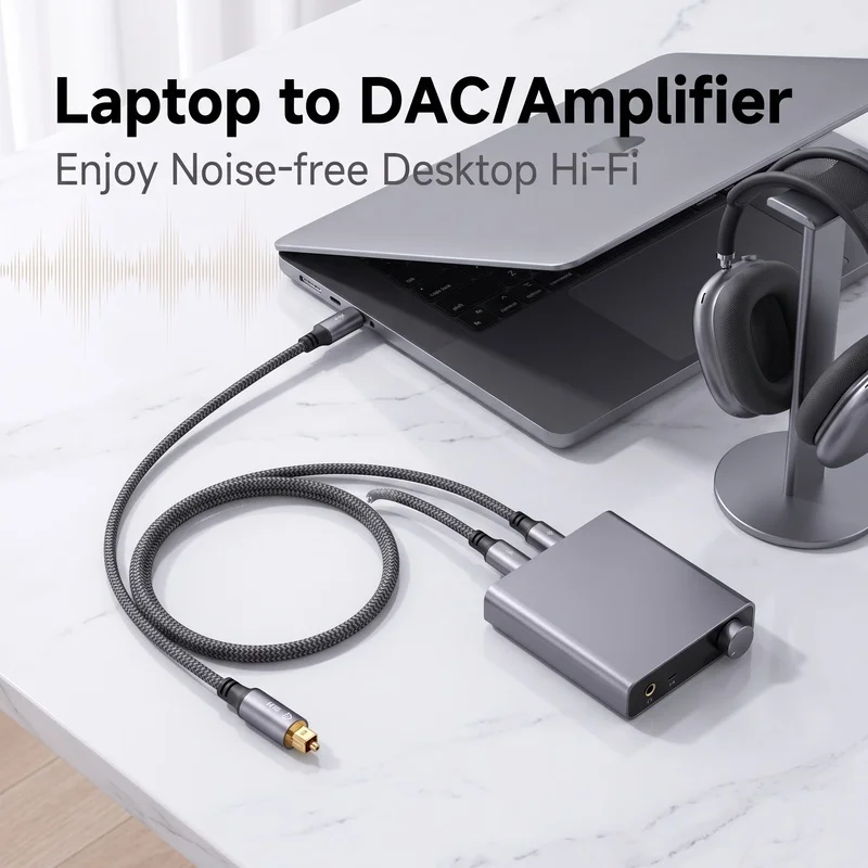 Highly Recommended-USB-C To TOSLINK Male Optical Sound Adapter USB-C To SPDIF Digital Converter For Laptops For Computer Connect view 4