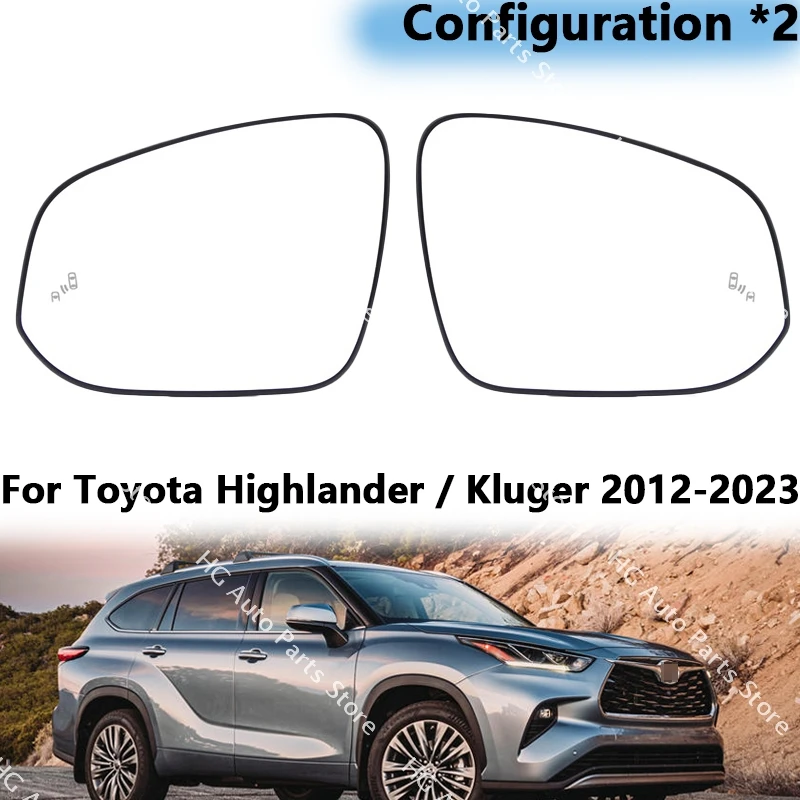 

For Toyota Highlander / Kluger 2022-2023 Car Rearview Mirror Lens Side Mirror Glass With Heated Blind Spot Assist