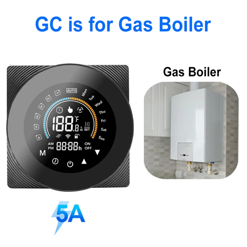 

B30C-Tuya Smart Life Wi-Fi термостат контроллер переключатель водяной газовый котел 5A 110 В, 220 В, для Alexa, Google Home черный простой в использовании