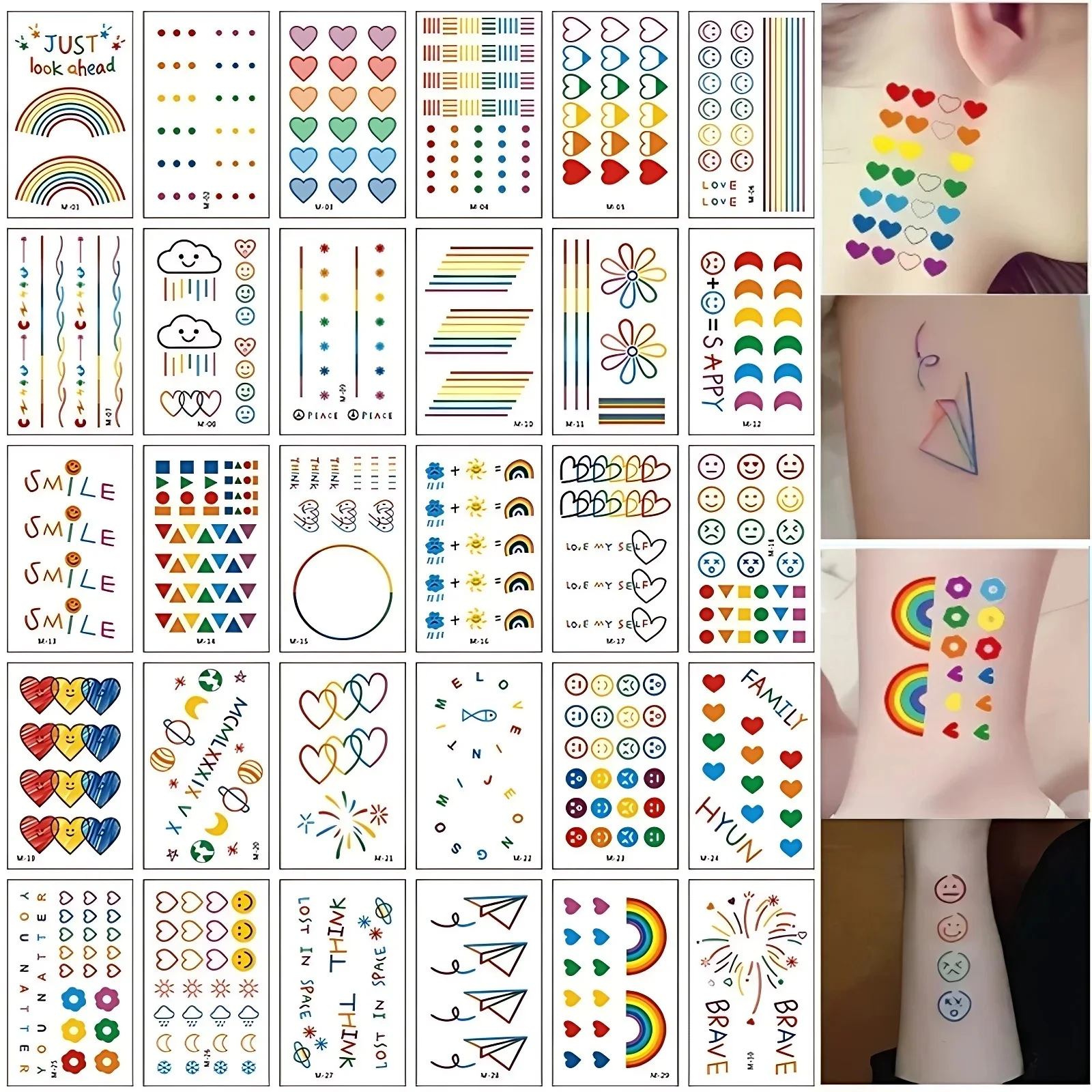 30pcs/pack Tiny Colorful Fake Tattoos Sticker for Children Straight Line Dot Moon Triangle Waterproof Tattoos tatuajes ninos