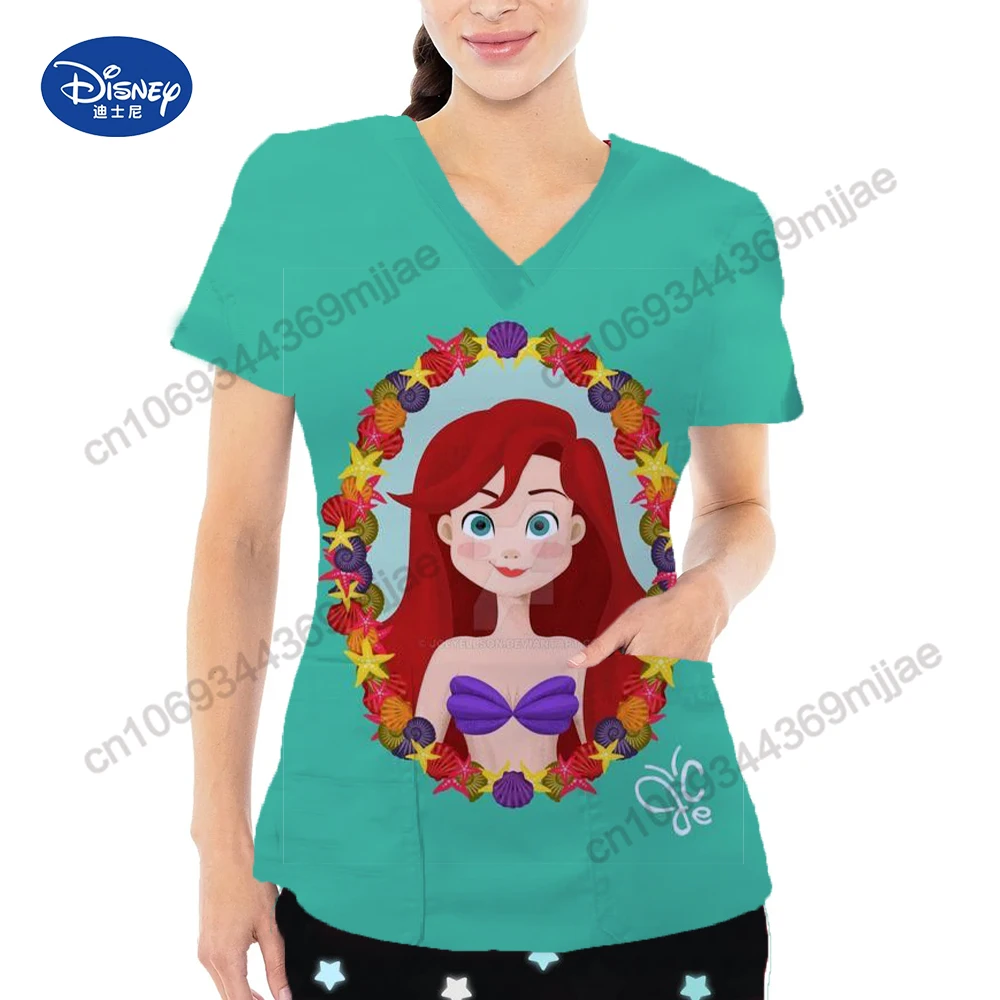 

Disney Pocket V-Neck Women's -shir T Shirt Y2k Tops Crop Top Aesthetic Clothing Woman T-shirts for Women Korean Fashion Yk2 2023