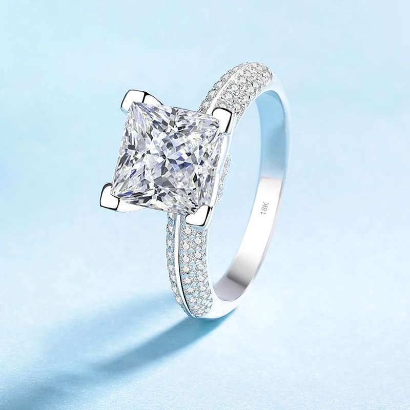 Women Valentine's Day 18K White Gold Wedding Bands 3CT Moissanite Diamond Girl Friend Birthday Gift PT950 Engagement Rings Lover