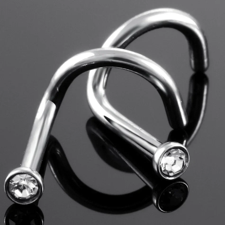 10pcs/lot Steel CZ Crystal Nose Stud Earrings Gemed Nostril Piercing Nose Ring Pirsing Nariz Nose Earrings Set Piercing Gift