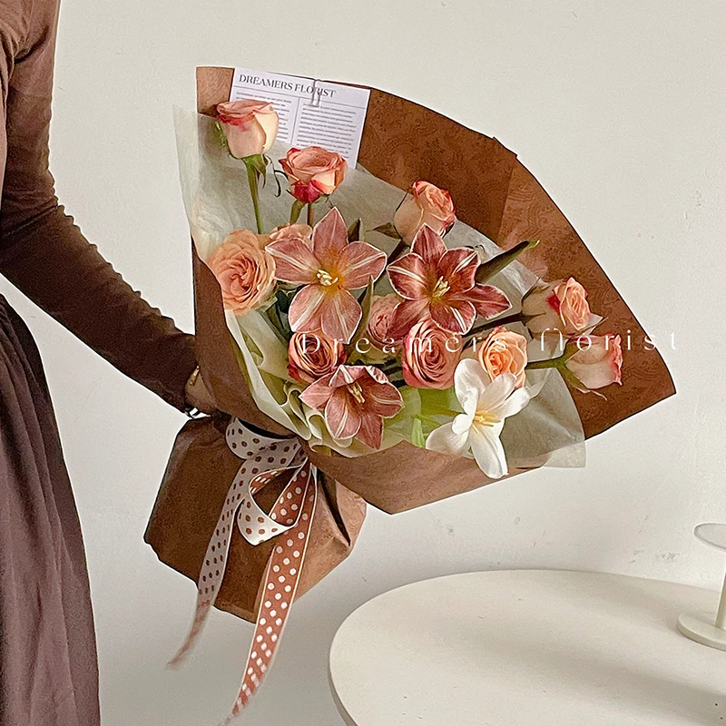Retro Style Printing Flower Wrapping Paper Handmade DIY Cotton Paper Gift Packaging Art Paper
