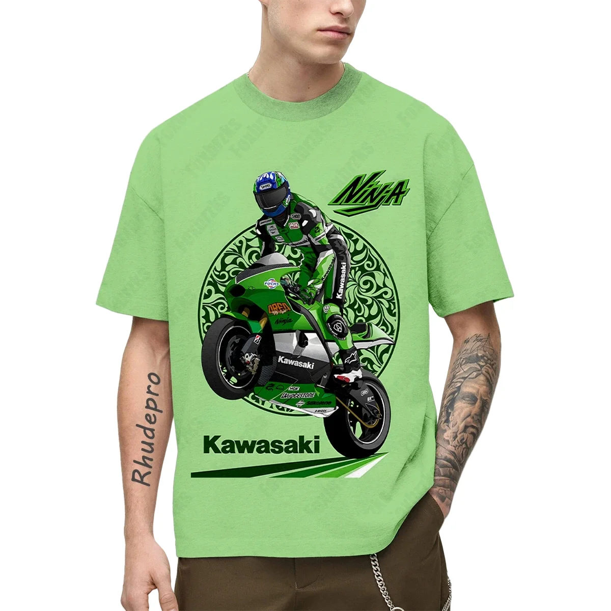 

Мужская футболка Kawasaki, мотоциклетная футболка, летняя футболка, футболка для верховой езды, солнцезащитный крем, быстросохнущая футболка с 3d принтом, впитывающая пот