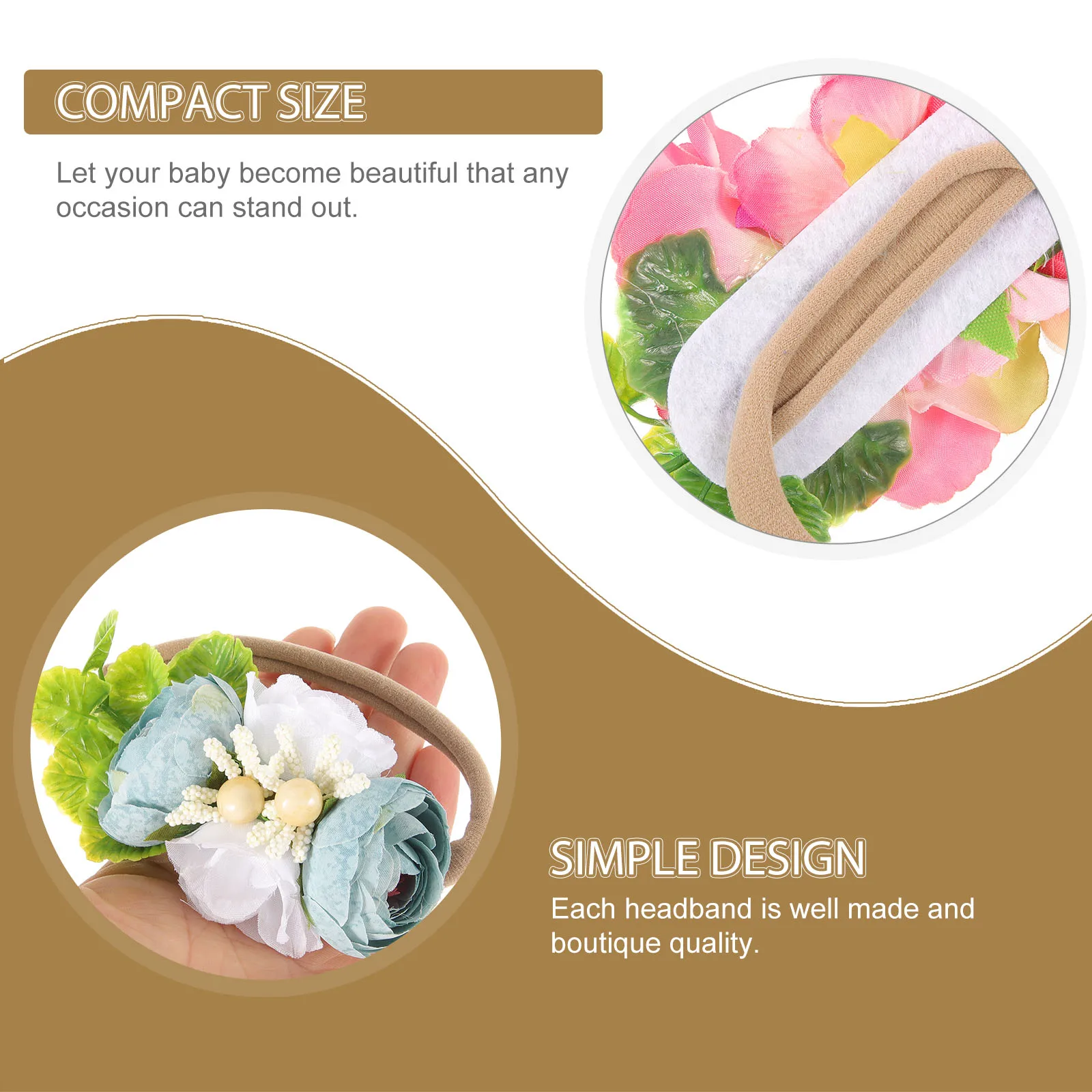 

Stretchable Headband Baby Hair Bands Elastic Set for Party Christmas Travel Photography Headdress Maintains Size Soft