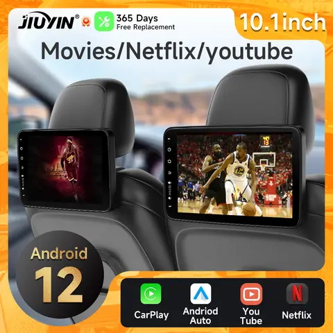 JIUYIN 자동차 머리 받침 모니터 안드로이드 12 2G + 32G IPS TV 디스플레이 RCA AV Wifi 자동차 뒷좌석 화면 비디오 플레이어