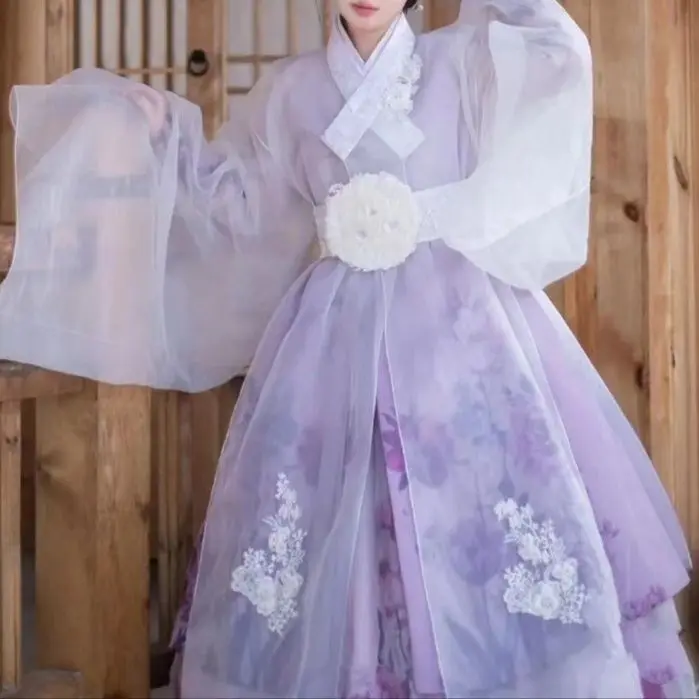 

The New High End Korean Gowns Woman Gauze Skirts Korean Traditional Palace Dresses Hanbok Costume