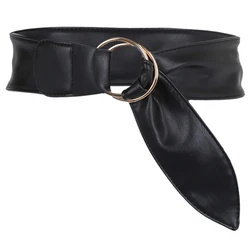 Cinture larghe per donna cintura nera doppio anello tondo fibbia cintura cintura sudore moda donna cinture eleganti per donna