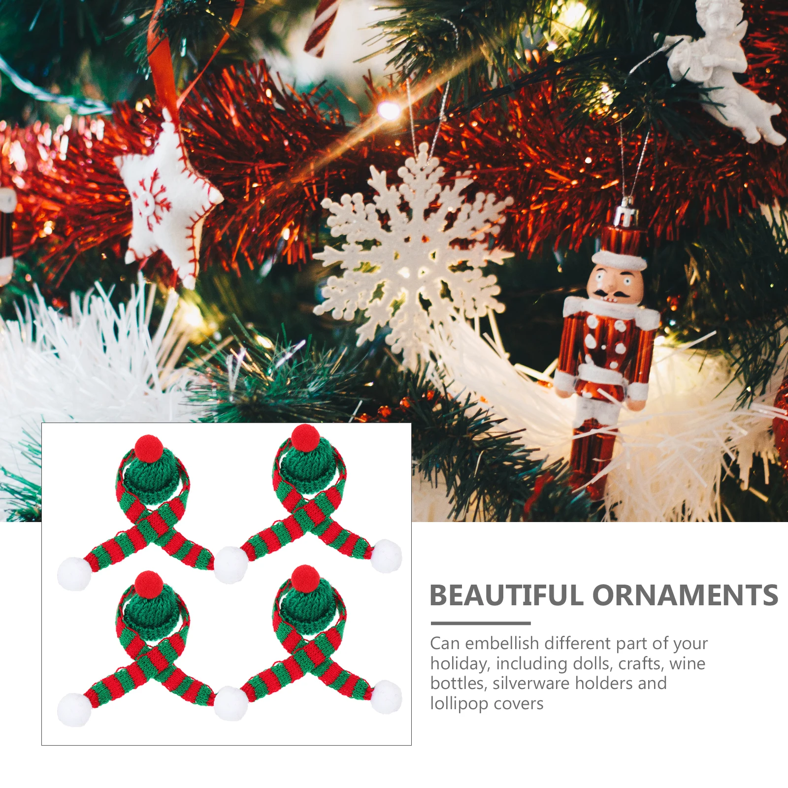 

5Sets Xmas Woolen Yarn Mini Scarves Hats Wine Bottle Decoration Christmas Festival Party Supplies Adorable Wine Bottle