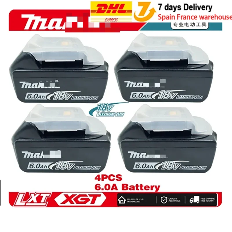 Genuine/Original Makita Bl1860 18v Battery 3.0Ah/6.0Ah Bl1850b BL1850 Bl1830 Bl1815 Bl1840 LXT400 for Makita Tools Drill