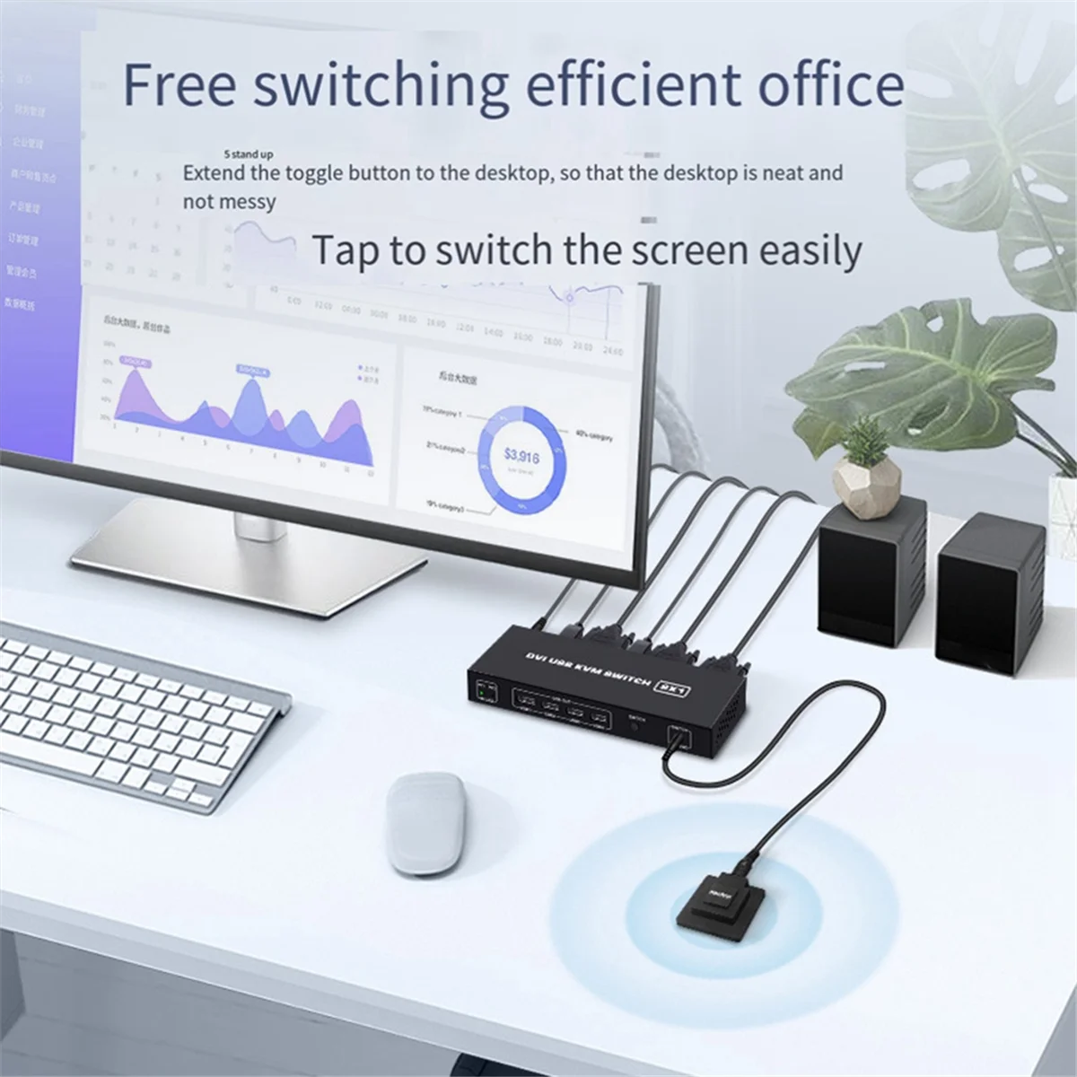 DVI KVM Switch 2-In-1 4K Two Computers Shared USB Keyboard Mouse Print Monitor Multi-Function Switching Screen