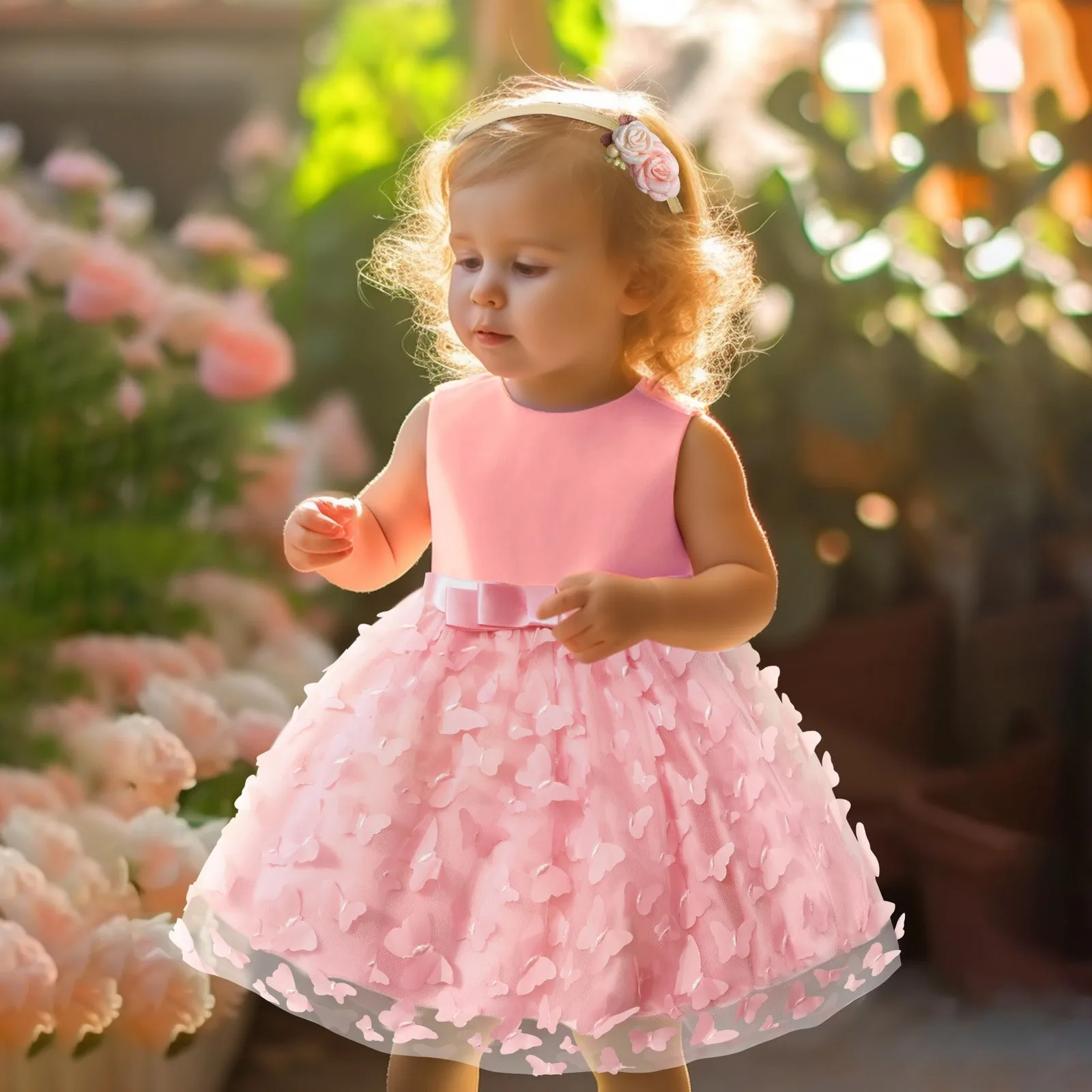 Casual Dresses Hotsale Toddler Girls Sleeveless Butterfly Embroidery Gown Bowknot Party Evening Dress Wedding Baby Girl Dresses