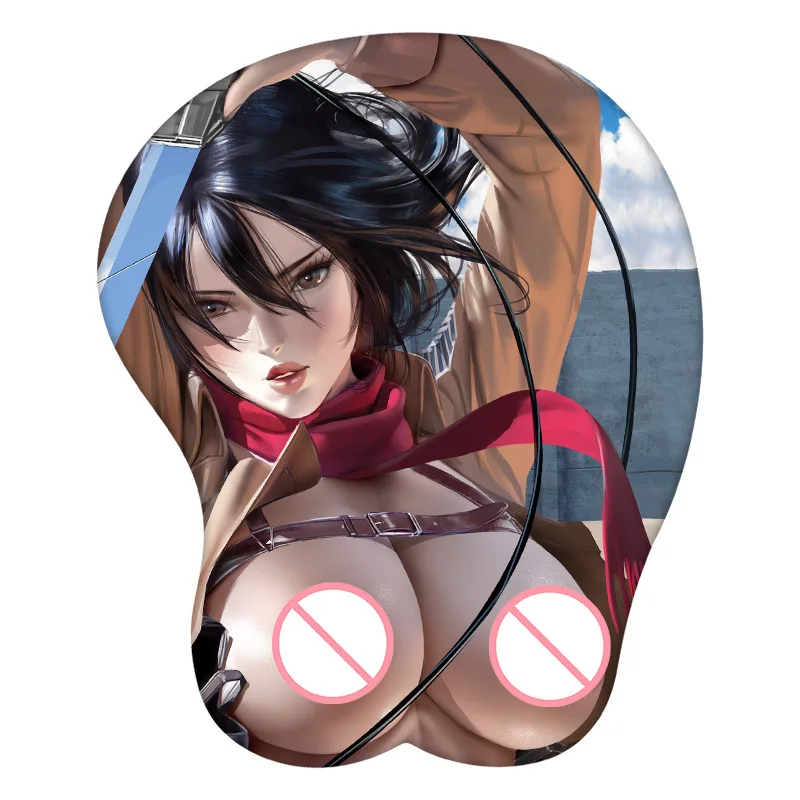 Mikasa Ackerman 3D Mouse Pad Anime Mousepad Wrist Rest Silicone Sexy Creative Gaming Mat Gift