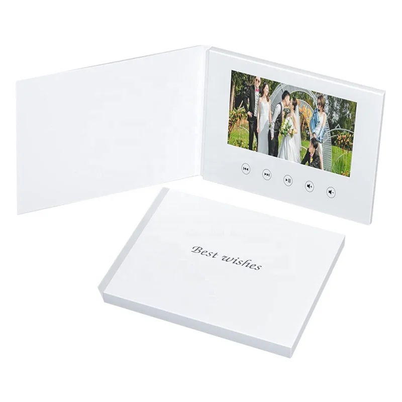 

custom.inch Open-to-Video Greeting Card, 2G Memory, Upload Your Own Video 2-3 Hours,Rechargeable Battery - White