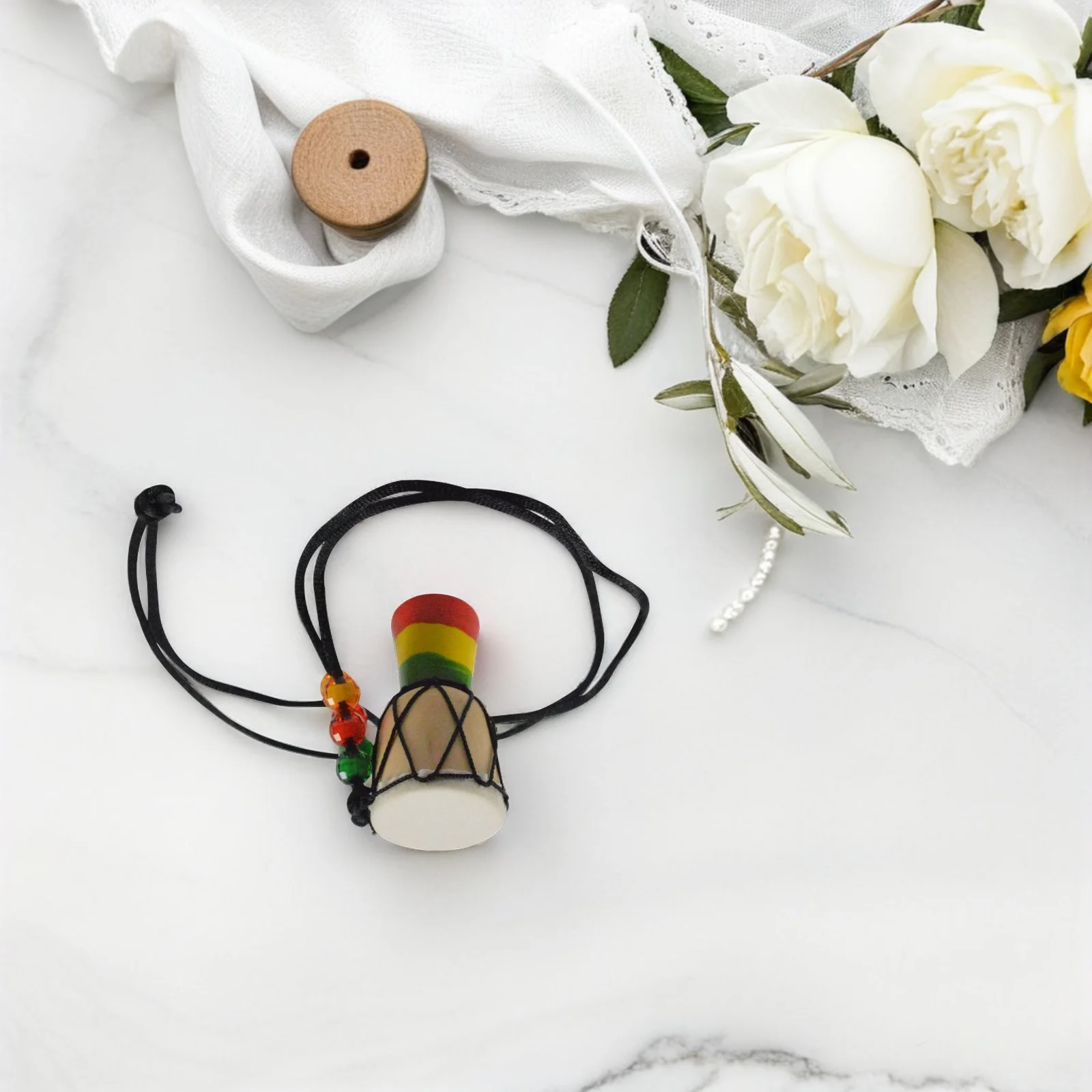 

6 Pcs Mini African Drum Necklace Drums Necklaces Charm Acrylic Percussion Jewelry