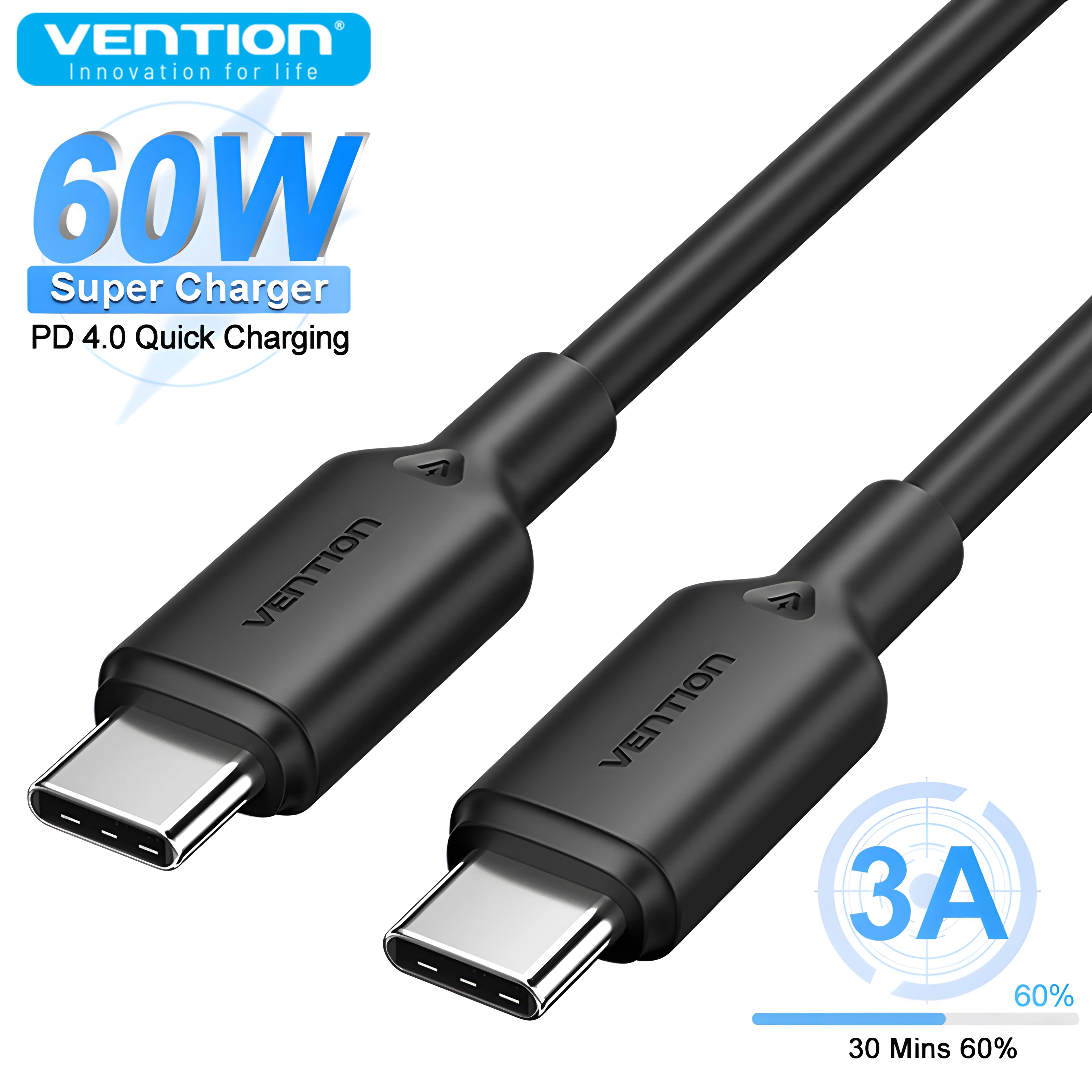 

Vention 60W USB Type C to Type C Fast Charging Cable Data Cord for iPhone 16 15 CarPlay Cable E-Marker Chip Wire for Samsung S24