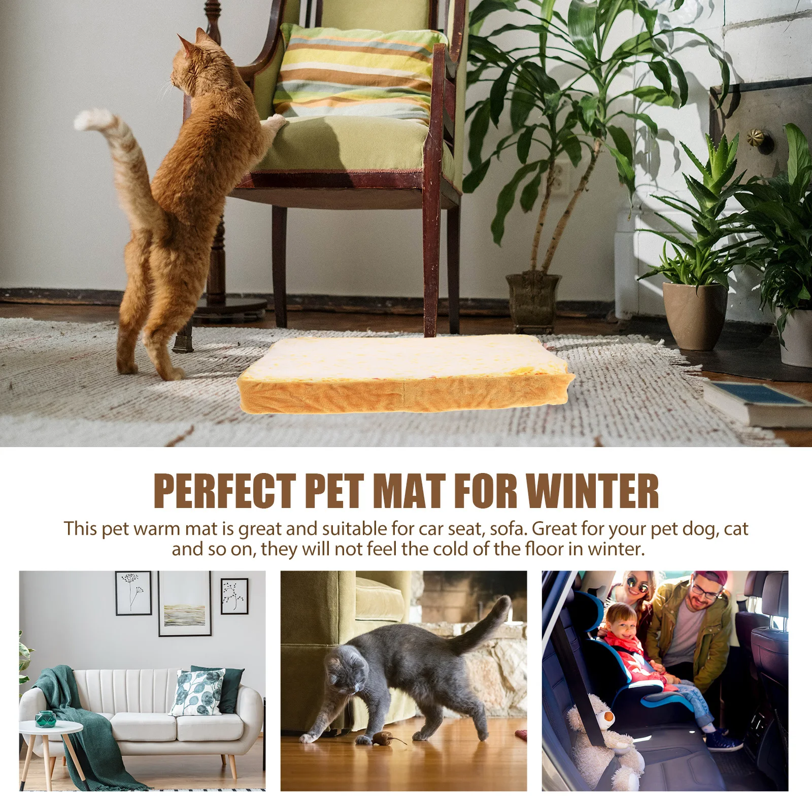 

Comfortable Toast Slice Pet Cushion Bed Mattress For Cats Dogs Easy To Clean Soft Pet Sleep Pad