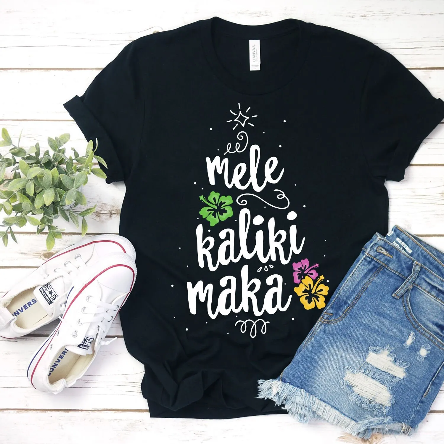 

Mele Kalikimaka T Shirt Xmas Santa Claus Beach Christmas Holiday Vacation Hawaiian