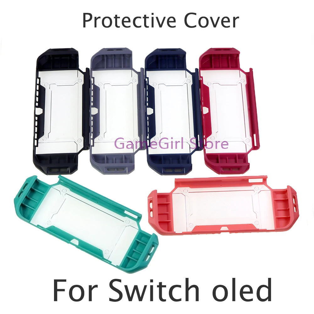 8pcs For NS Nintendo Switch OLED Integrated Protective Cover TPU Case with Wrist Strap Hand Rope Protector Shell