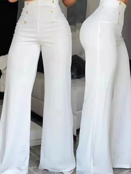 Pantalones acampanados de pierna ancha para mujer, ropa de calle elegante, informal, entrecruzada, con parche de malla transparente, de cintura alta, Y2k, 2024