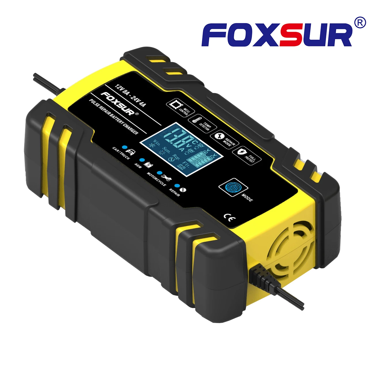 FOXSUR Smart Battery Charger 12V 8A Automatic Battery Charger Universal Charger Battery