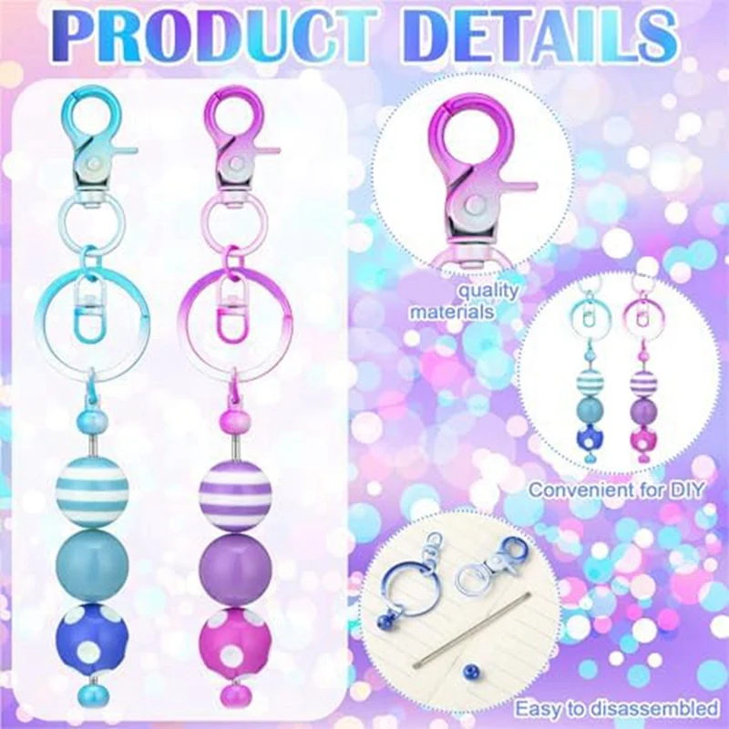 60 Piece DIY Keychain Set Kit Includes Craft Thanks Set Kit DIY Project Pendant Craft Jewelry, Metal