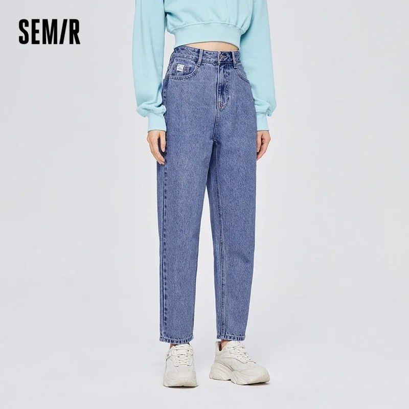 Jeans semir feminina, calça cônico com tudo a combinar, calça de algodão, estilo Hong Kong, calça de cenoura, fina, nova, outono, 2023