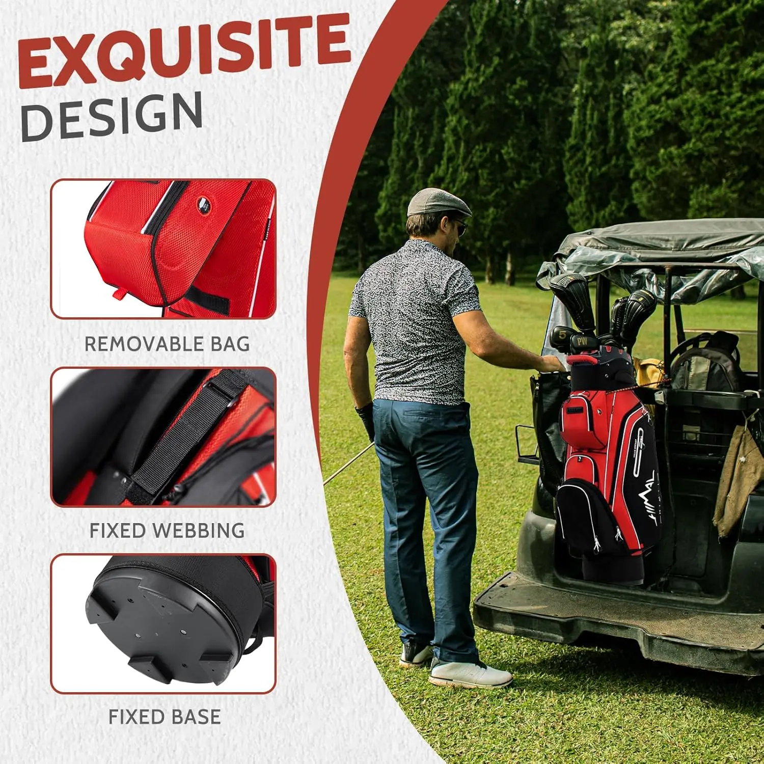 Comprimento total Divisor Top Golf Bag para homens, alças e Rain Cover