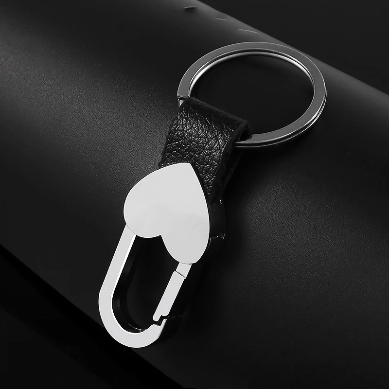 Porte-clés en cuir de luxe avec fermoir noir pour homme, porte-clés en métal, porte-clés bricolage créatif, clé de voiture, cadeau de bijoux