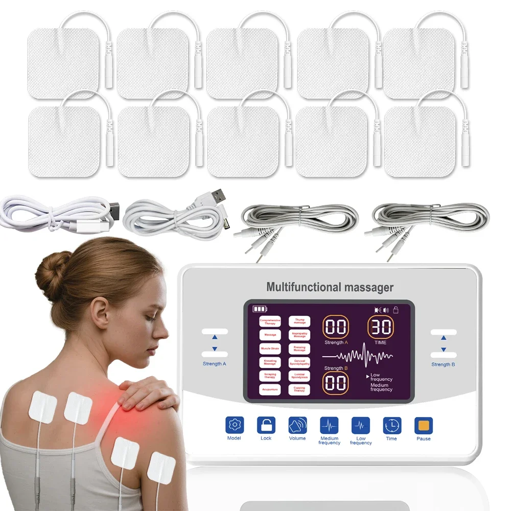 Tens Machine Rechargeable Electronic 12/15 Modes Pulse Muscle Stimulator Relax Neck Back Shoulder Multifunctional Massager