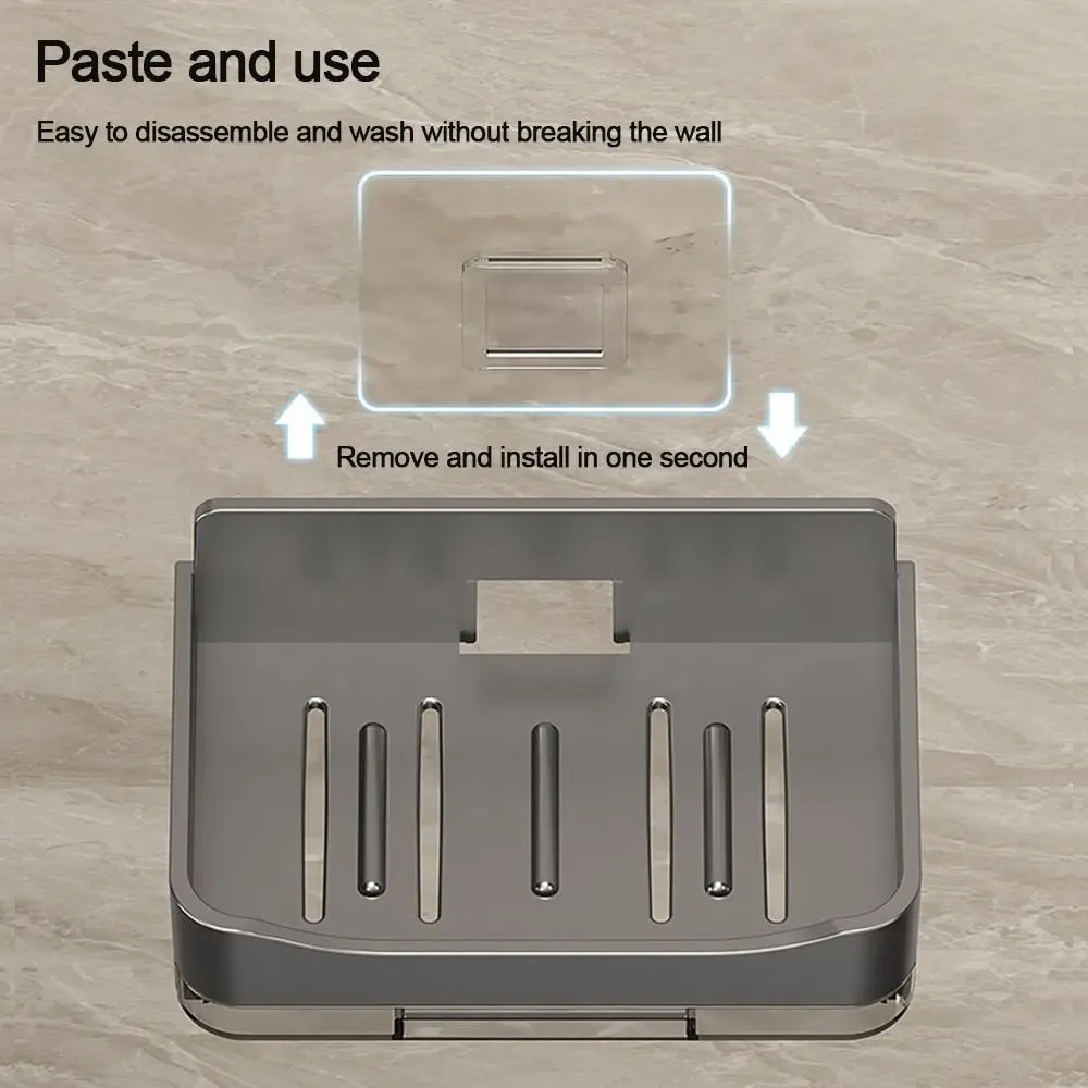 Durable Wall Mounted Soap Dish ABS Drainable Storage Rack Soap Box Bathroom Kitchen Sink Organizer