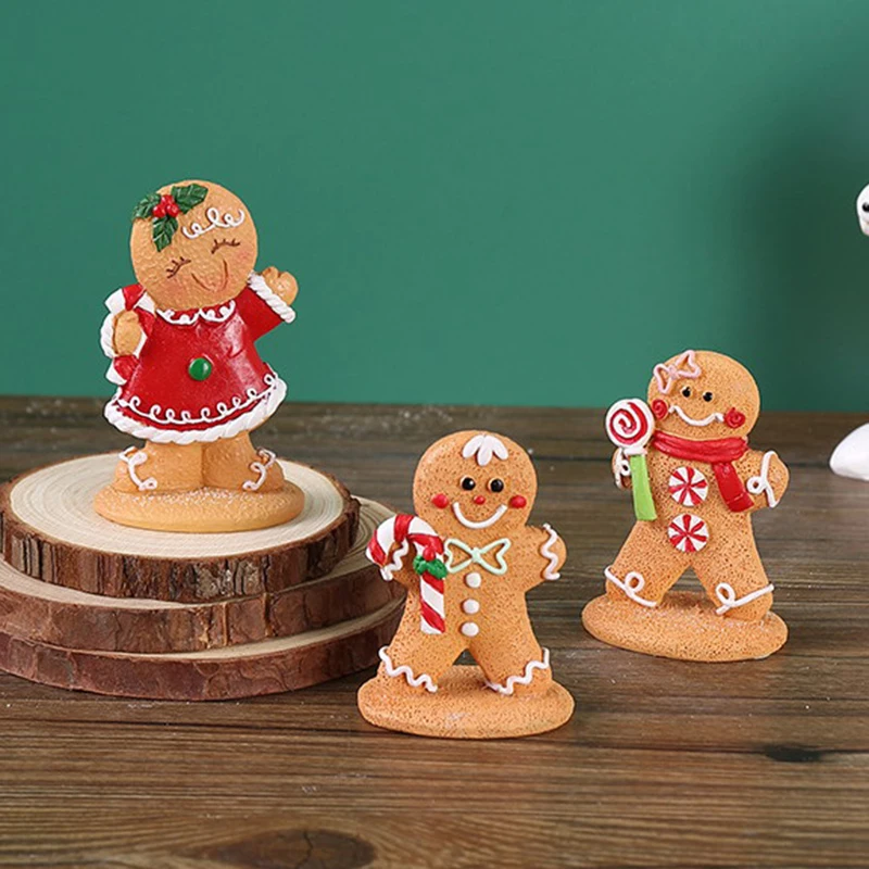 Natale Cartoon Gingerbread Man paesaggio ornamento decorazione della finestra di natale artigianato in resina ornamenti regali di festa per bambini