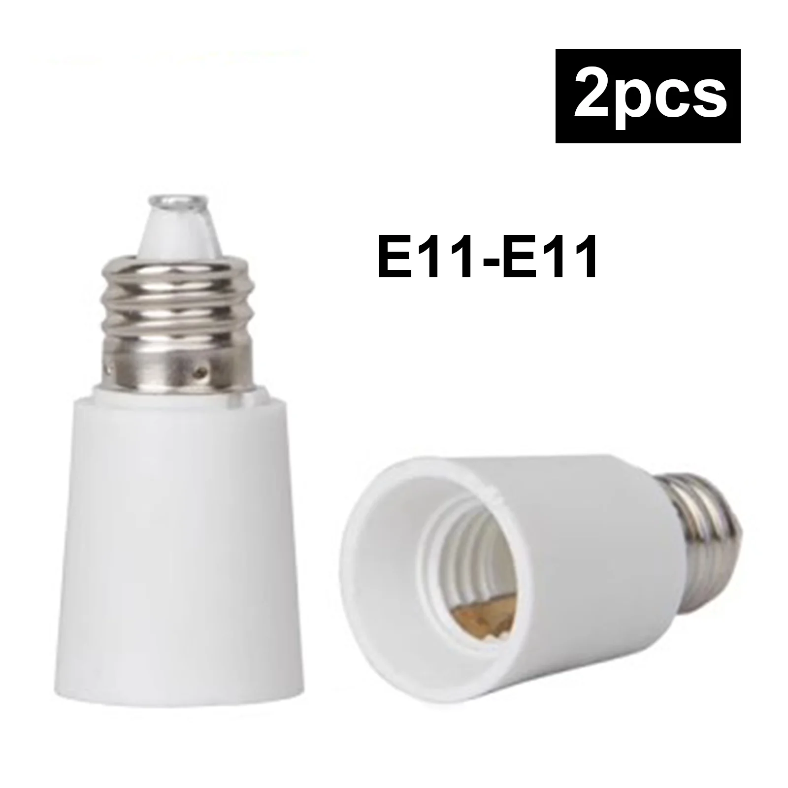 2PCS White E11 to E11 Bulb Adapter - Brass Candelabra Base Converter for LED/CFL/Halogen Lights, Lamp Socket Extender