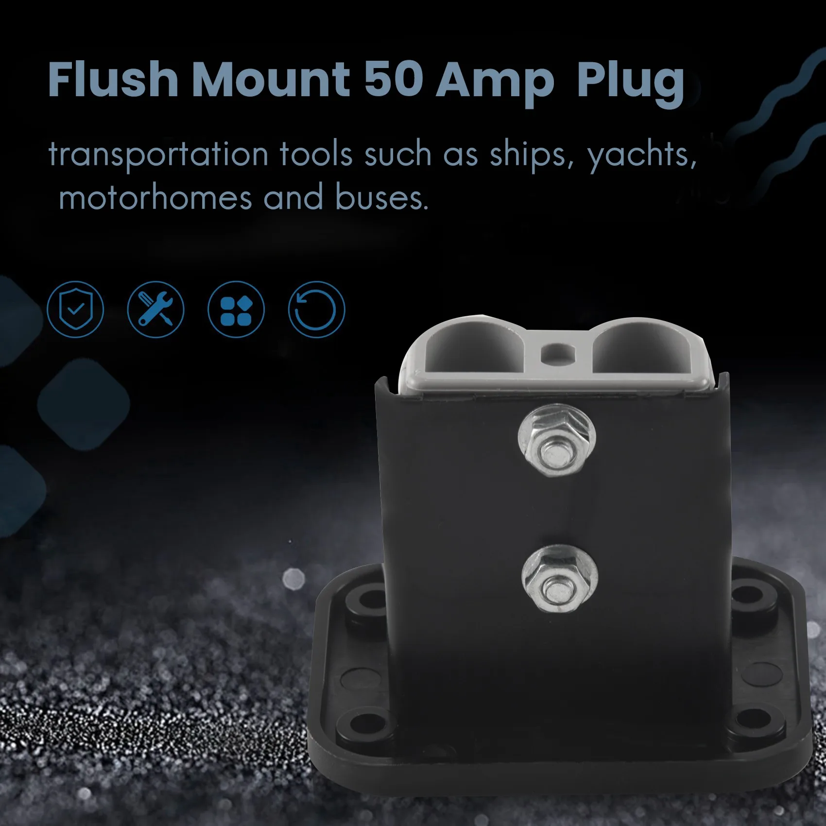 Flush Mount 50 Amp for Anderson Plug Mounting Bracket Panel Cover for Caravan Camper Boat Truck