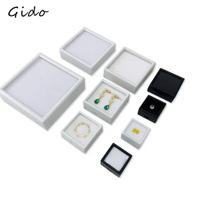 

Acrylic Square Box Treasure Case Gem Stone Box Plastic Transparent Ring Diamond Box Bare Display 6pcs