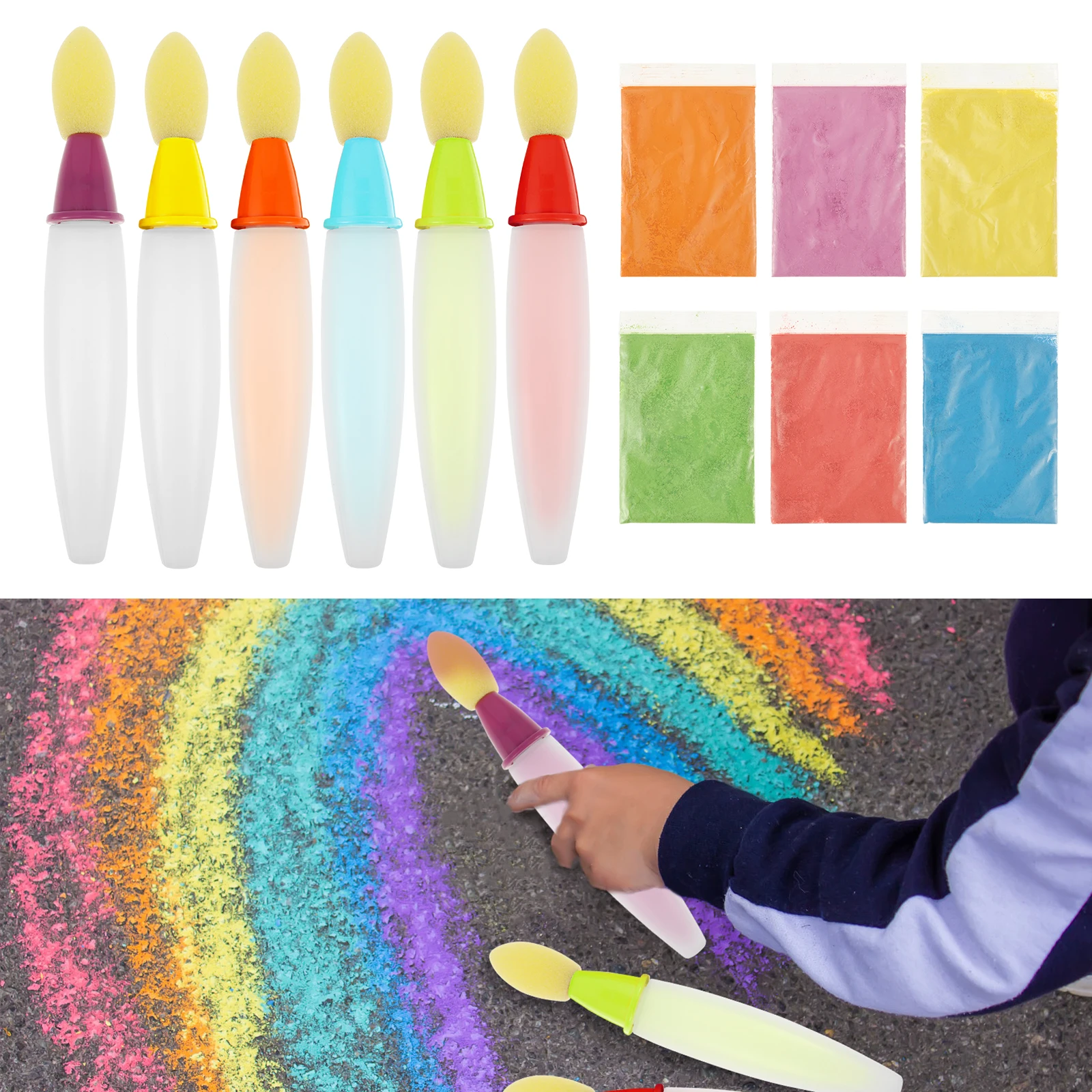 6Pcs Sidewalk Chalk Paint Brush Creative Outdoor Fun Art Tools Painting Supplies Versatile Paint Brush Chalk Set for Street Art
