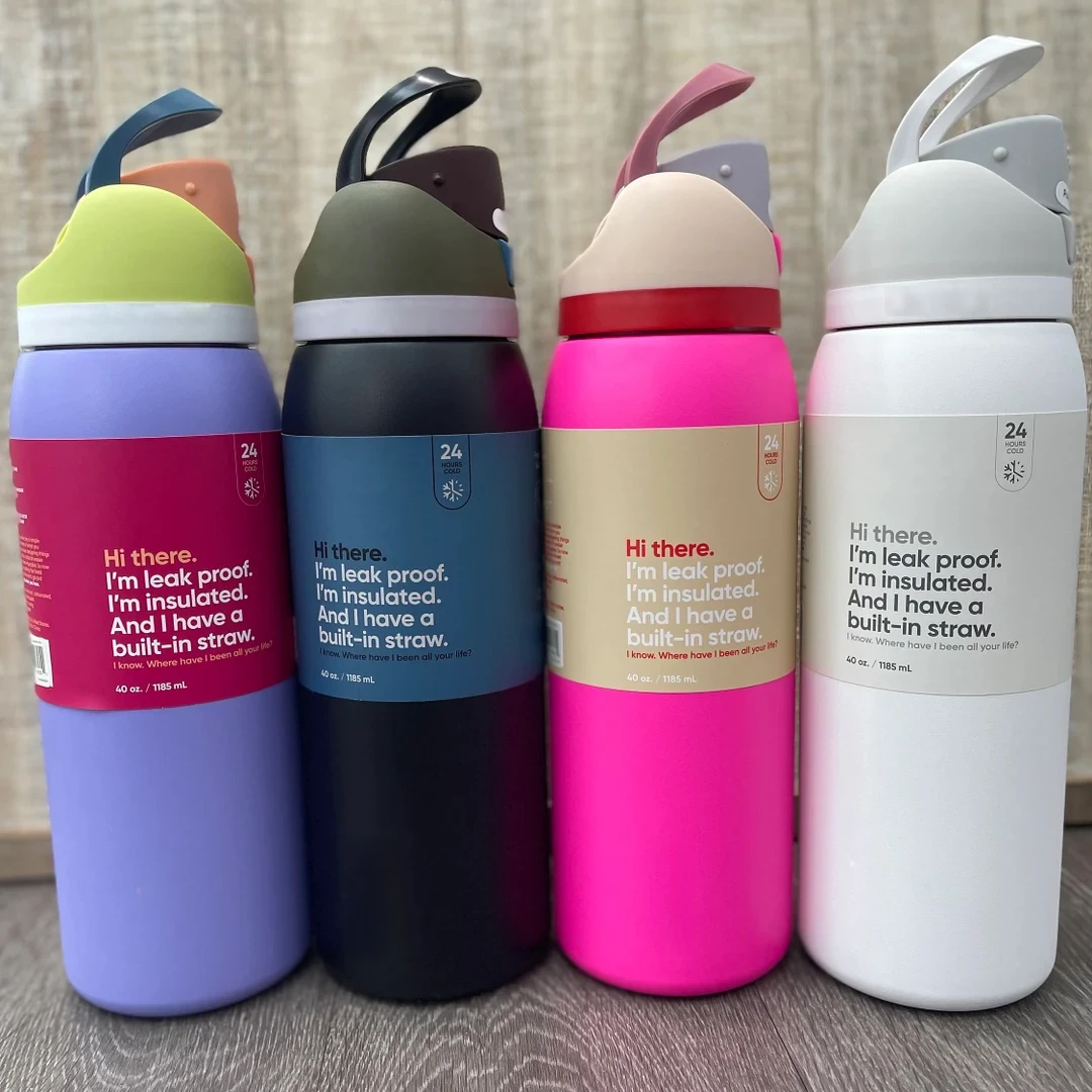 

New 24Oz 32 Oz Iced Bottle Water Bottle Stainless Steel Thermos Cup Cold Straw Iced Coffee Mug Sports Kidsren's Water Cup