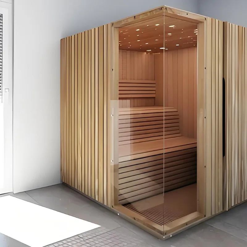 Outdoor Traditional Wet eam Sauna Room Durable Red Cedar Wood Conruction 2 Person Sauna Room