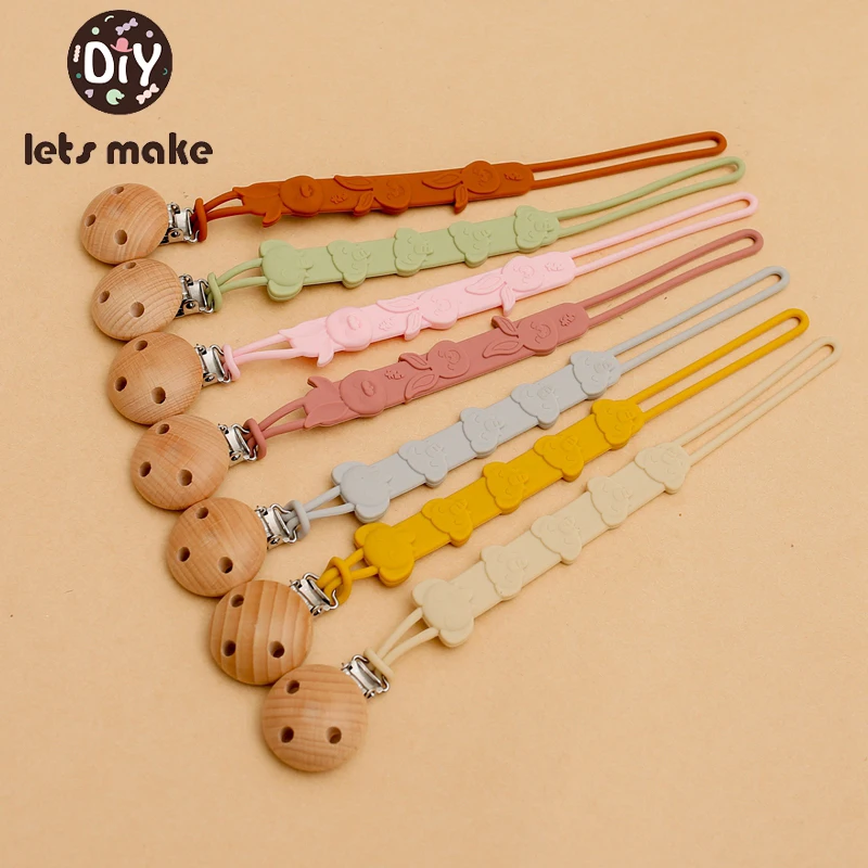 1PC Baby Silicone Beads BPA Free Baby Pacifier Chain Food Grade Silicone Newborn Safety Teether Chew Beech Pacifier Clip Pendant