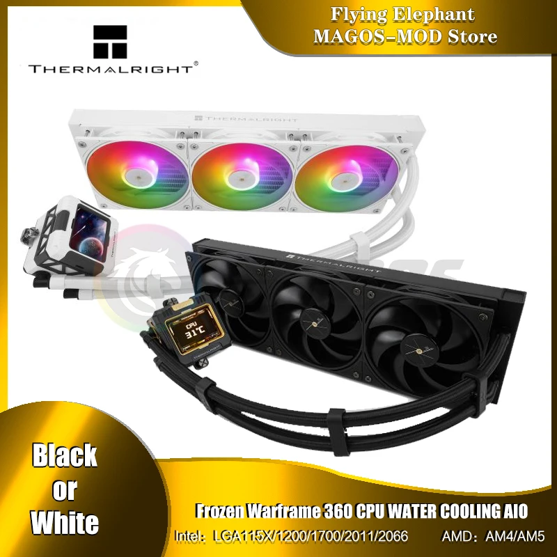 

Thermalright FROZEN WARFRAME 360 CPU Water Cooler + 2.4'' Monitor Screen For LGA1851 1700 AM5 AM4, BLACK/White 5V ARGB