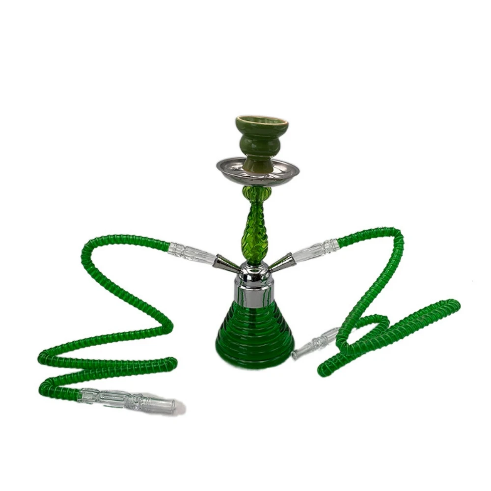 

Green Arabic Hookah Shisha For Lounge Bar Double Tube Pipes Hookah Small Size Hookah Gift Box Package Gift For Friends