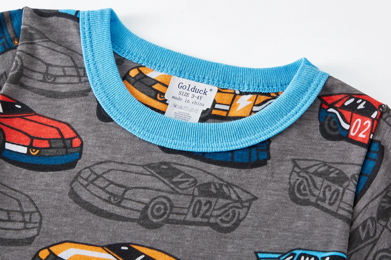 Kinder-Pyjama-Set, 100 % Baumwolle, weich, Auto-Volldruck, Loungewear, Nachtwäsche, langärmeliger Pyjama für Kleinkinder, Jungen und Mädchen im Alter von 1–8 Jahren – Detail 10