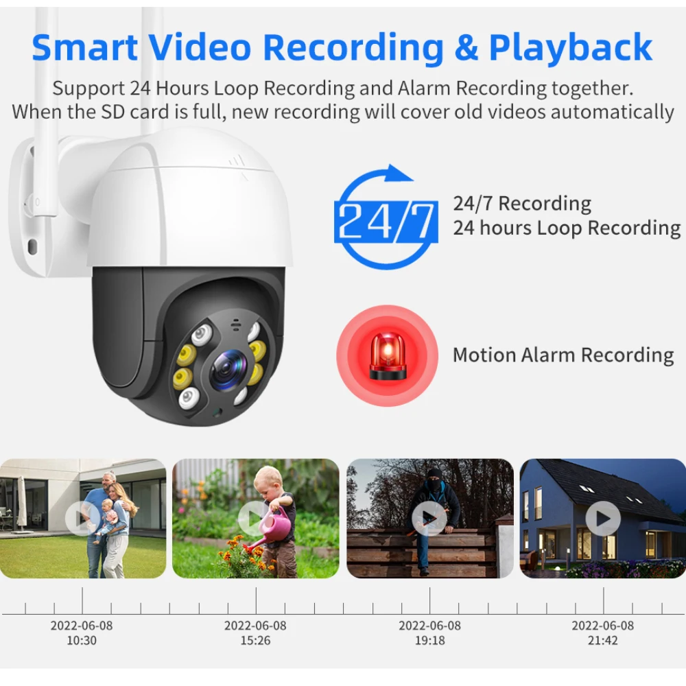 4K 8MP Wireless IP Camera Outdoor Security Wifi PTZ Camera 4MP HD Auto Tracking Video Surveillance CCTV Camera P2P iCsee H.265