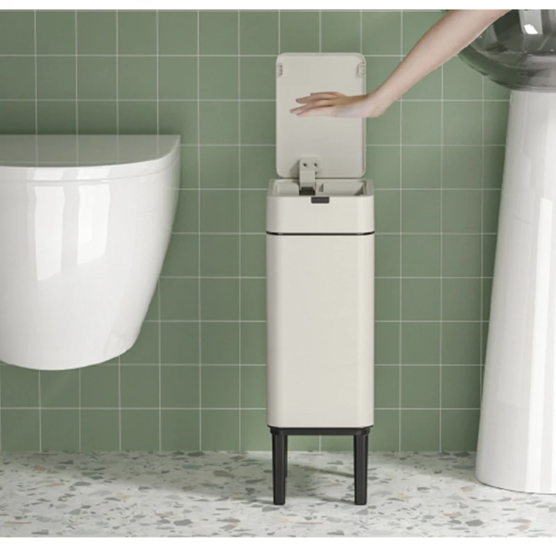 2026 New Smart Sensor Trash Can Kitchen Bathroom Toilet WasteBasket Stainless Steel Large Capacity Garbage High Foot Waste Bin