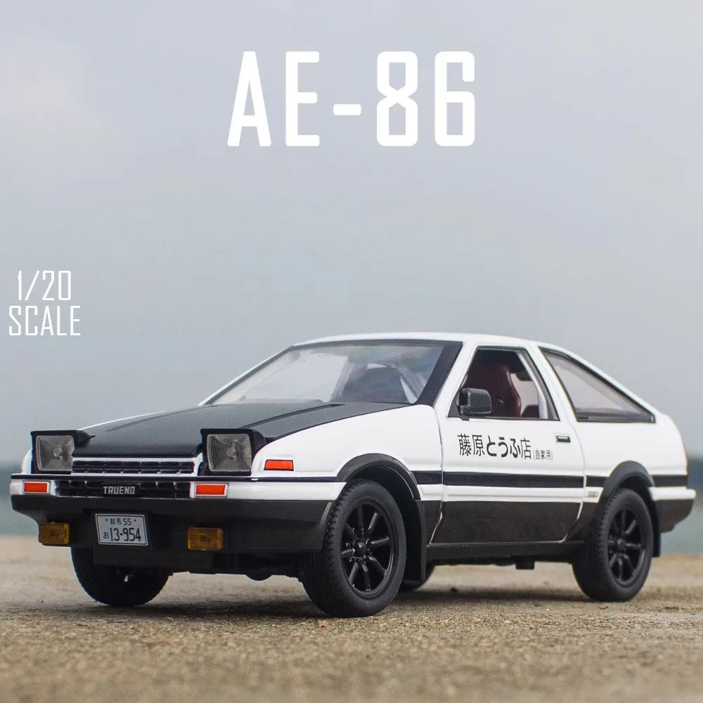 

1:24 TOYOTA AE86 модель спортивного автомобиля из сплава, литая под давлением игрушка, звук, свет, откатные двери, открытые супергоночные игрушки, коллекция транспортных средств, подарок