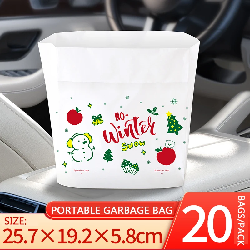 20 PCS Car Trash Bag Disposable Self-Adhesive Garbage Can for Auto Seat Back Hanging Trash Bag Office Kitchen Garbage Storage