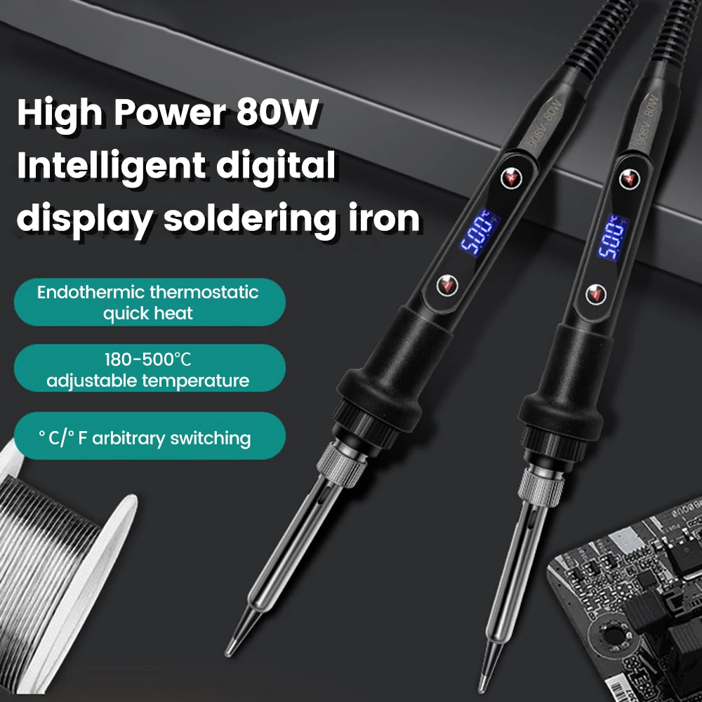 80W LCD Digital Display Electric Soldering Iron 110V / 220V Adjustable Temperature Soldering Iron Welding Repair Tools